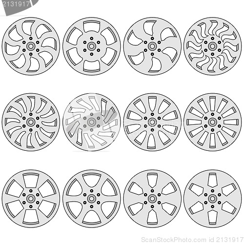 Image of Car  alloy wheels, vector illustration