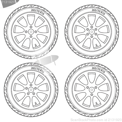 Image of Car Wheel, vector illustration