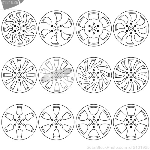 Image of Car  alloy wheels, vector illustration