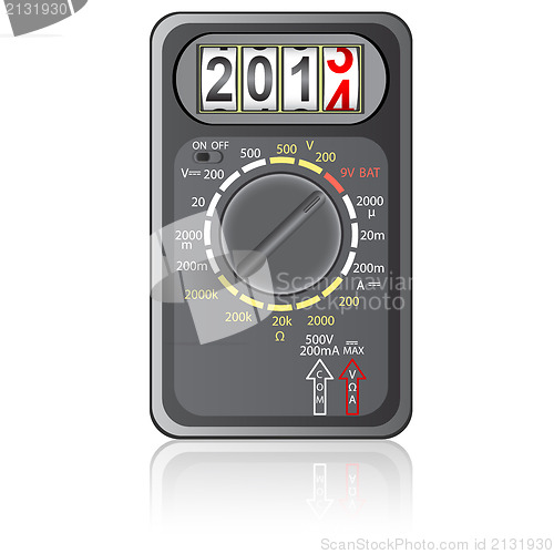 Image of 2014 New Year Multimeter  on a white background, vector.