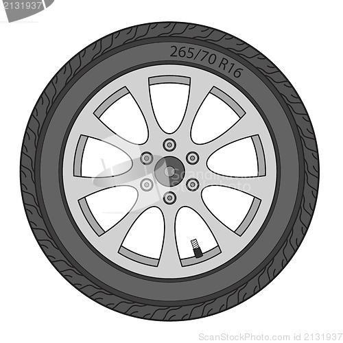 Image of Car Wheel, vector illustration