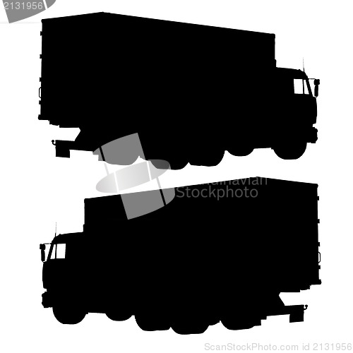 Image of Truck with a container. Silhouette. Vector illustration. 