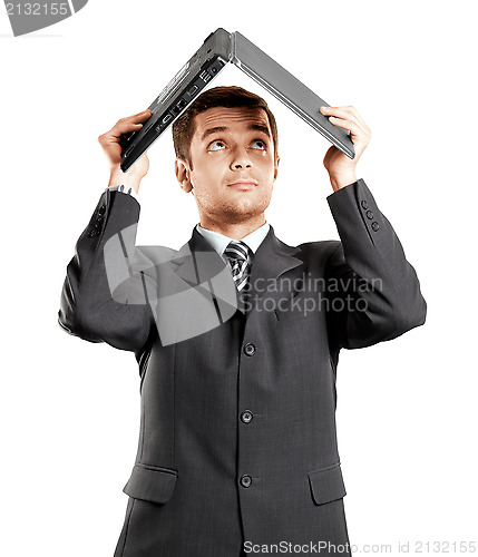 Image of Man Hides Under The Laptop