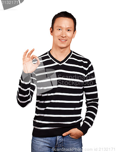 Image of Asian Man In Striped Pullover
