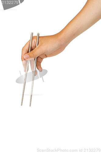 Image of isolated hand holding chopstick