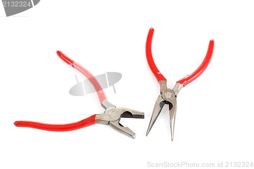 Image of red pliers isolated on white