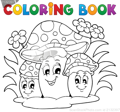 Image of Coloring book mushroom theme 2