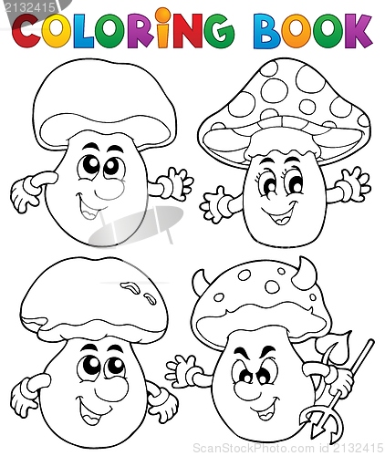 Image of Coloring book mushroom theme 1