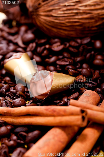 Image of collection of different chocolate pralines truffels 