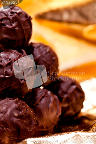 Image of collection of different chocolate pralines truffels 