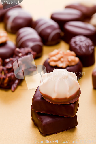 Image of collection of different chocolate pralines truffels 