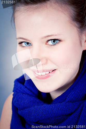 Image of young teenager girl smiling having fun
