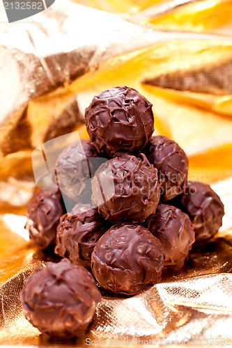 Image of collection of different chocolate pralines truffels 