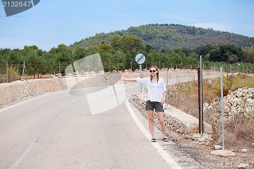 Image of attractive blond woman in summer holiday