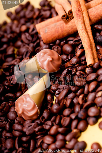 Image of collection of different chocolate pralines truffels 