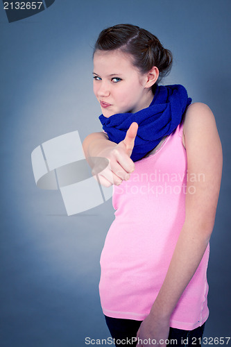 Image of young teenager girl smiling having fun