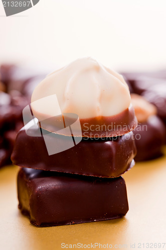 Image of collection of different chocolate pralines truffels 