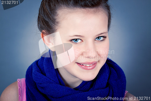 Image of young teenager girl smiling having fun