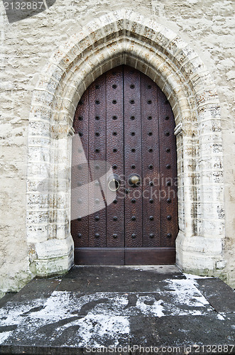 Image of Ancient wooden gate, close up