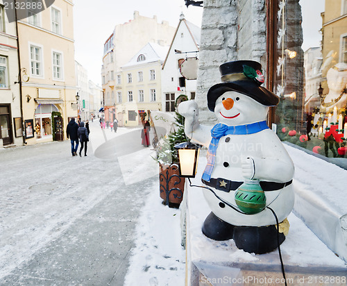 Image of Street of Tallinn decorated by Christmas holidays