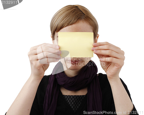 Image of Woman and post it