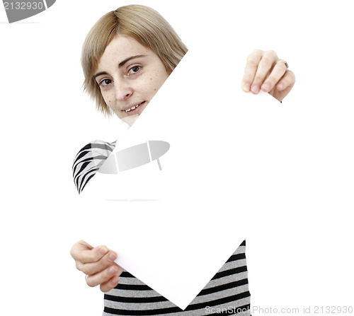 Image of Woman holding a paper