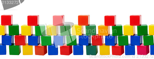 Image of Old plastic color blocks - toys isolated on white background