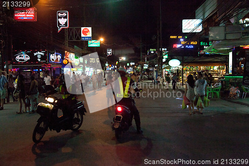 Image of Night patrol on a street in Patong.  Editorial only.