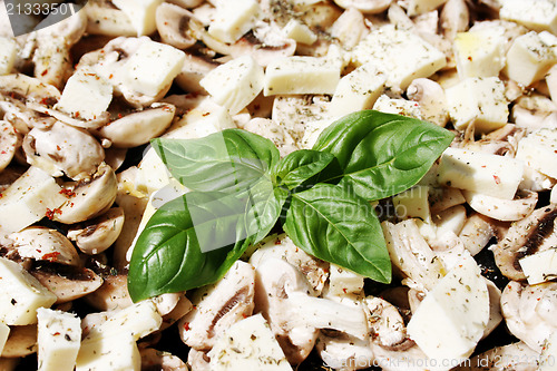 Image of Mushrooms, mozzarella and basil