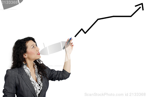 Image of Business woman drawing a graph 