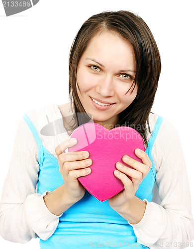 Image of Woman giving a heart gift