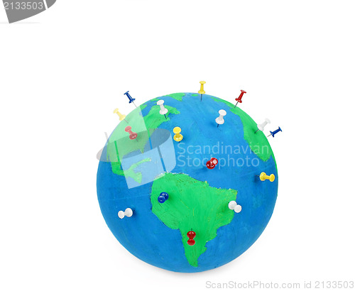Image of Globe with pins 