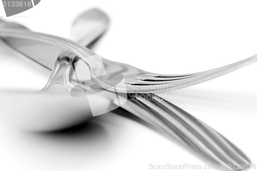 Image of Shiny spoon, knife and fork 