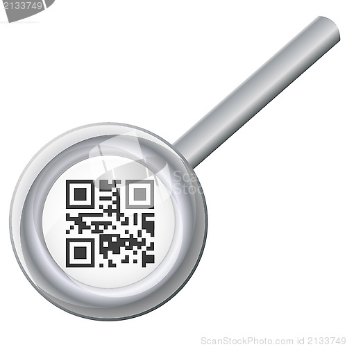 Image of qr code under magnifying glass