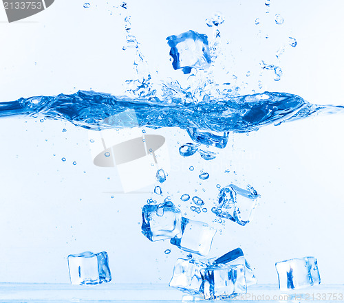 Image of Ice Cubes Dropped into Water with Splash