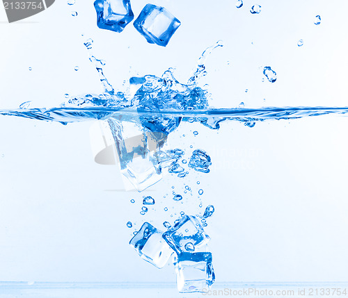 Image of Ice Cubes Dropped into Water with Splash