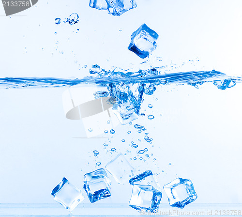 Image of Ice Cubes Dropped into Water with Splash