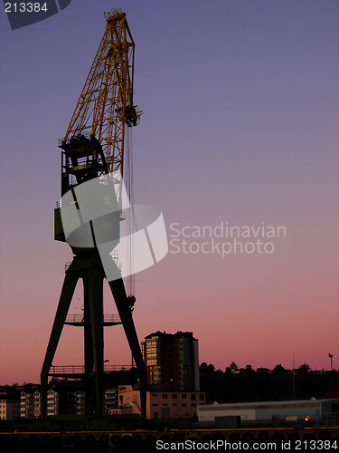 Image of Crane in profile, Industrial landscape