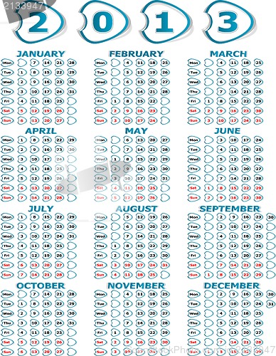 Image of Simple 2013 year calendar