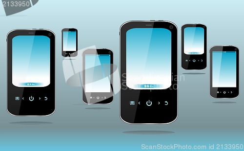Image of Set of smartphone on abstract 3d background