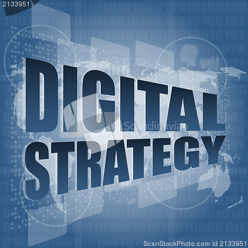 Image of digital strategy word on digital touch screen