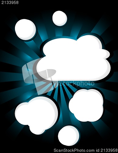 Image of Paper clouds background with sun rays