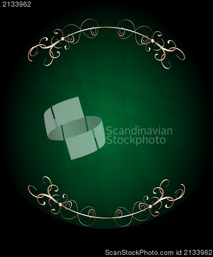 Image of green card with golden floral frame