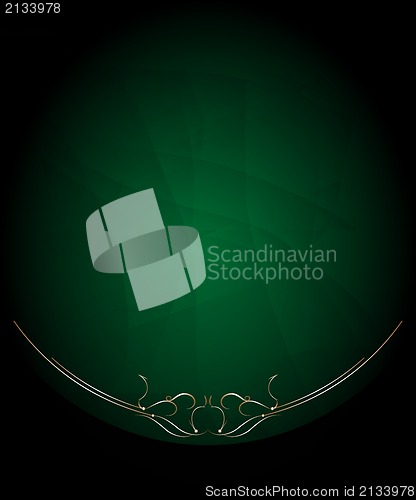 Image of green card with golden floral frame