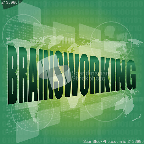 Image of word brainsworking on touch screen technology background