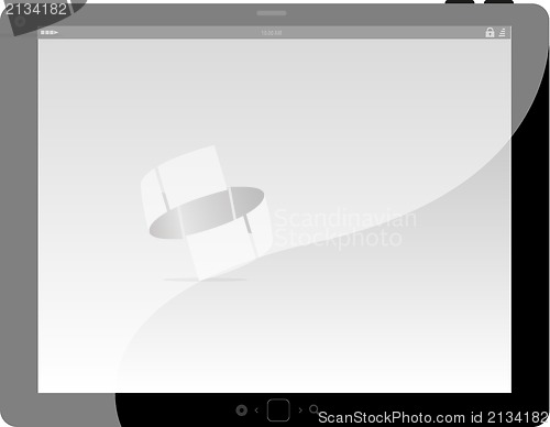 Image of Tablet PC with empty grey monitor isolated on white