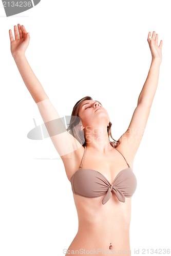 Image of Woman Stretching in Bikini