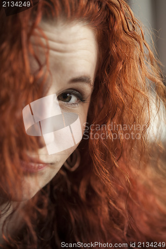 Image of Young Woman with Beautiful Auburn Hair