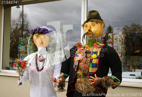 Image of couple people decoration autumn harvest festival 