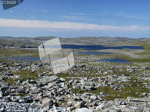 Image of Rocky plains and lakes landscape